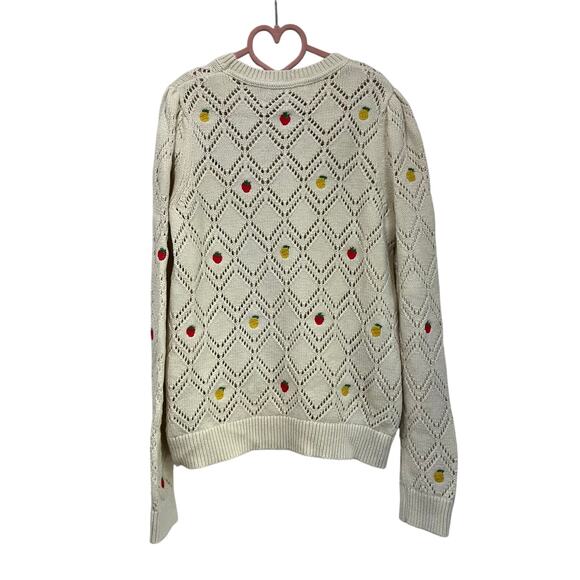 Boden Enid Embroidered Fruit Cotton Sweater Cream Knit Cottagecore S - Picture 3 of 9